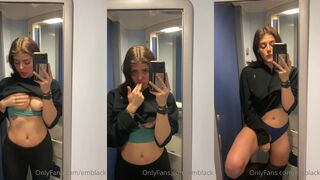 Emily Black public bathroom solo fingering masturbation