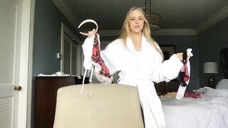Caroline Zalog Nude Angel lingerie try-on