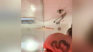 Sarah aussie PAWG sexy ANAL dildo in shower