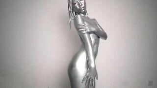 Asian Girl In Silver Pain Masturbates