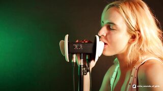 Sounds of Girls ASMR - Wet Close Up Ear Licking by Elsa (17 min)