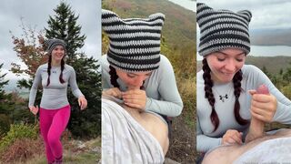 Canadian Girl Juliette_mme Gives BF A Nice Blowjob On Top Of A Mountain