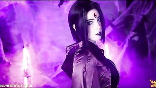 Mollyredwolf teen titans raven gets cumshot from pussy to mouth