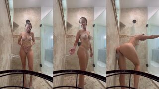 Vicky Stark shower dildo against wall