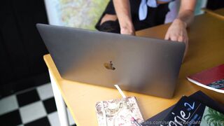 Sexy Norway blonde solo dildo office